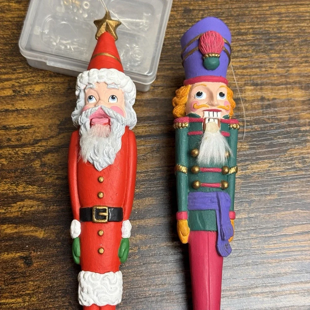 Dept 56 Nutcracker Santa Icicle Pencil Ornaments Lot 2 Vintage Christmas 8in 90s